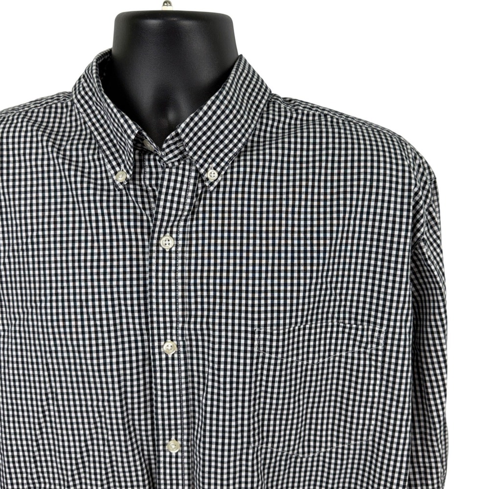 Chaps Mens Black White Gingham Check Button Down Shirt Long Sleeve Regular Fit